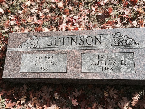 Grave Marker for Clifton D. and Effie M. Johnson, Pineville, Missouri