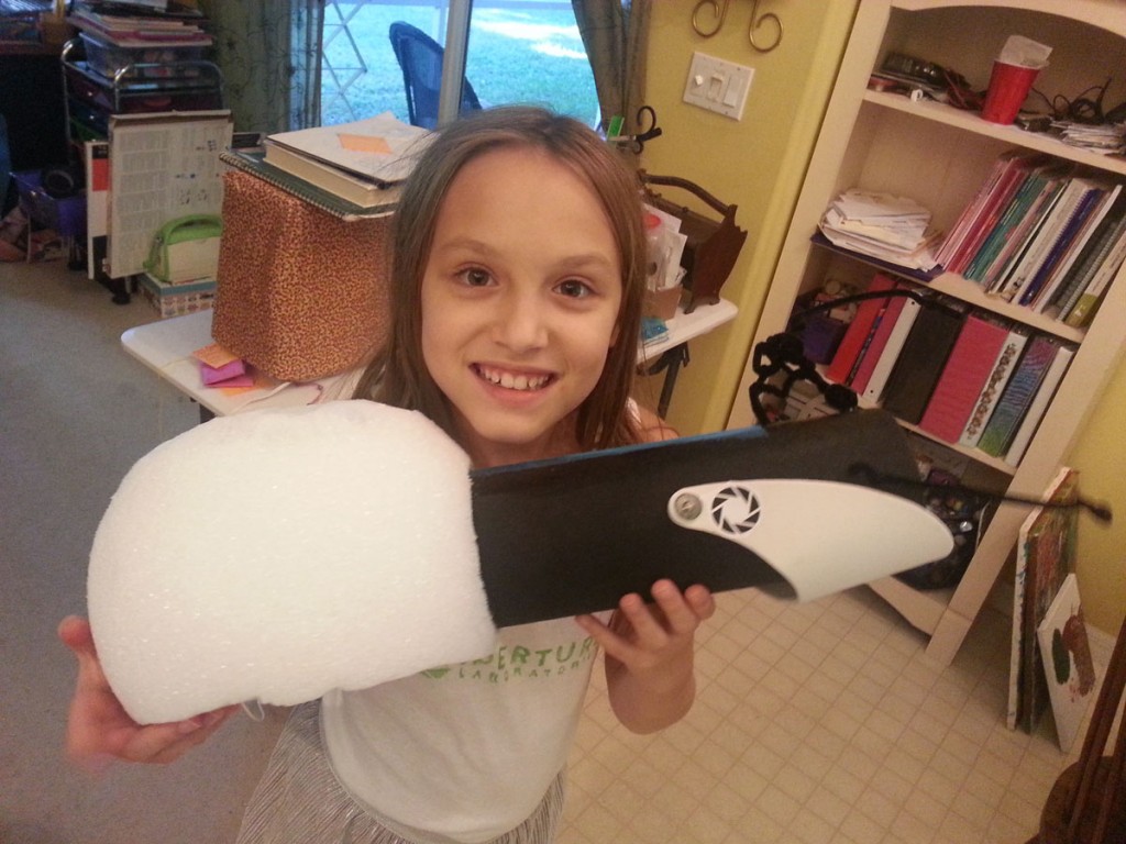 Portal Gun Project: Grace Holding the Finished Product