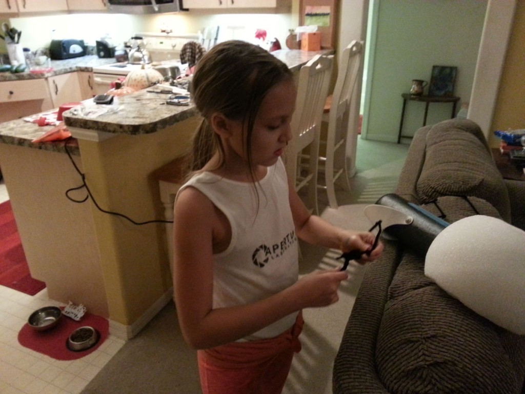 Portal Gun Project: Grace Working on Pipe Cleaners